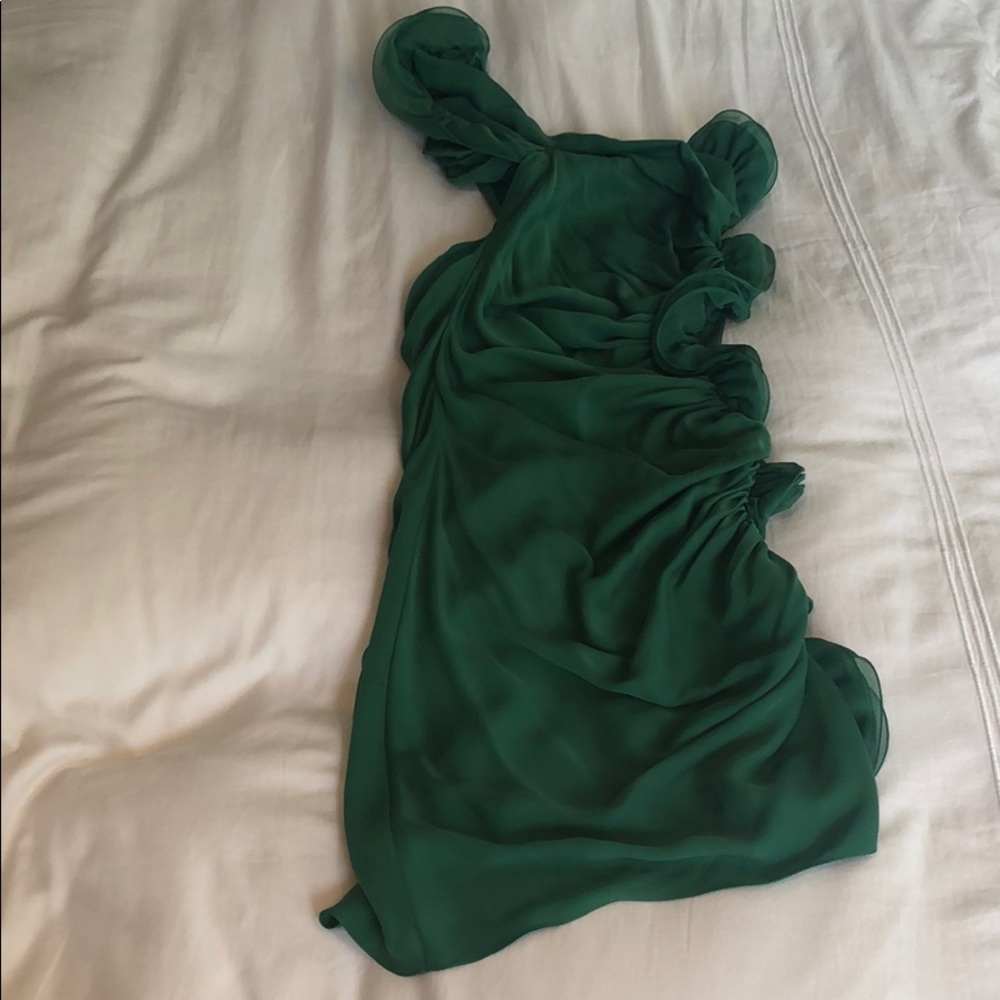 Catherine MaLandrino One Shoulder Green Dress
